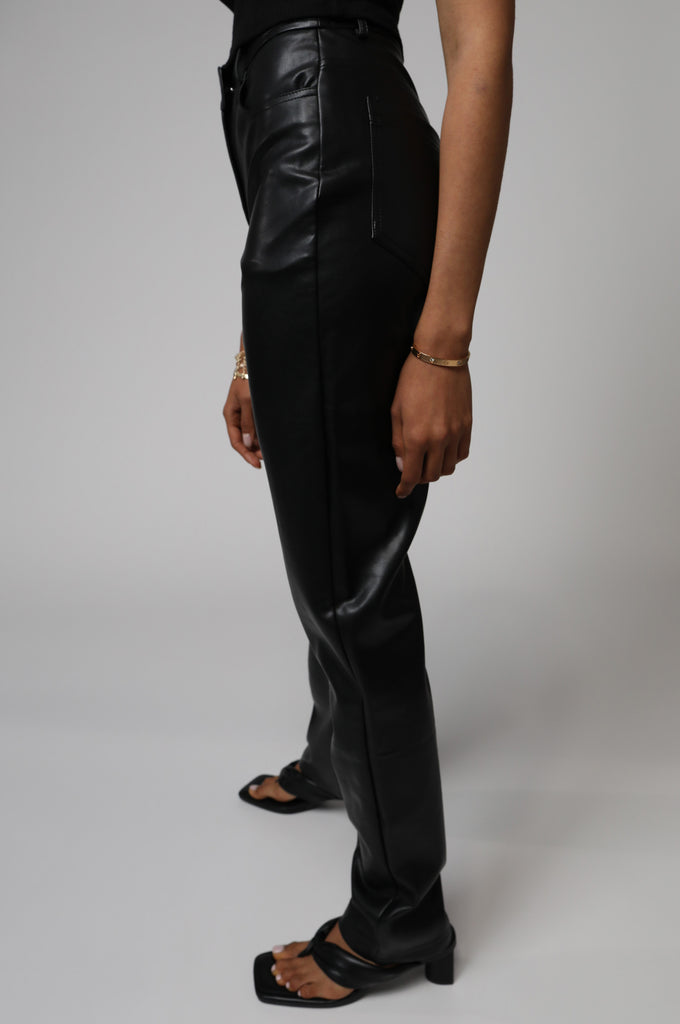 FAUX LEATHER STRAIGHT LEG PANT