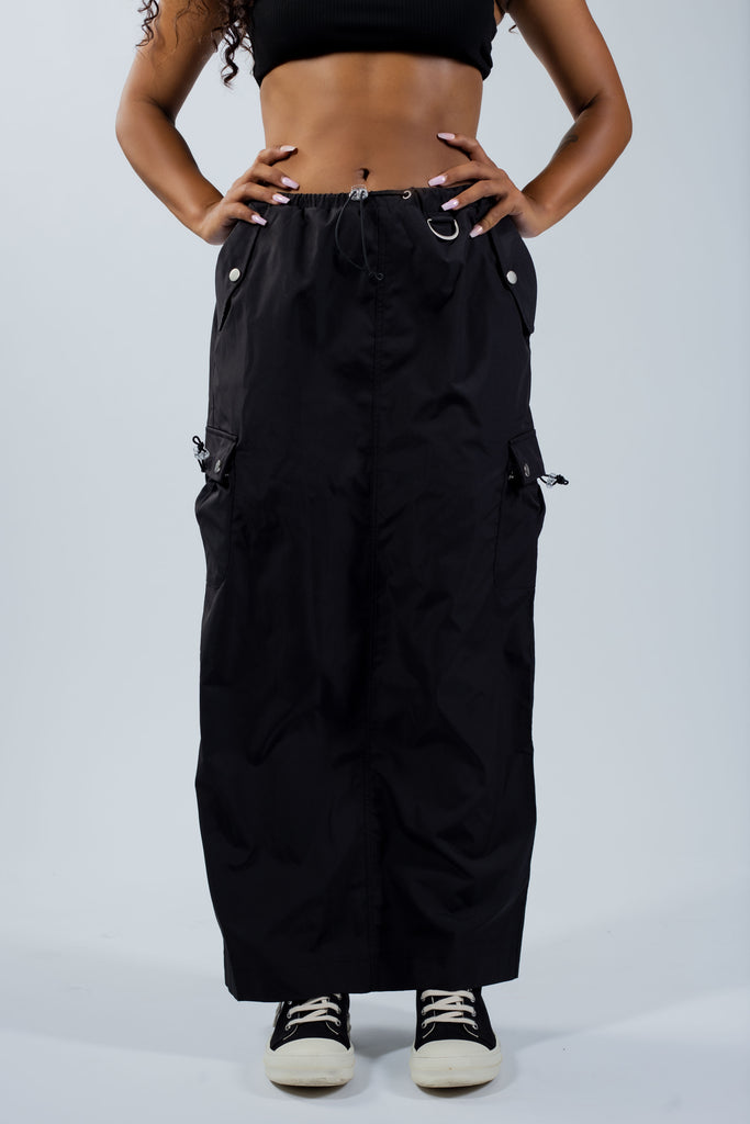 BLK CARGO MIDI SKIRT