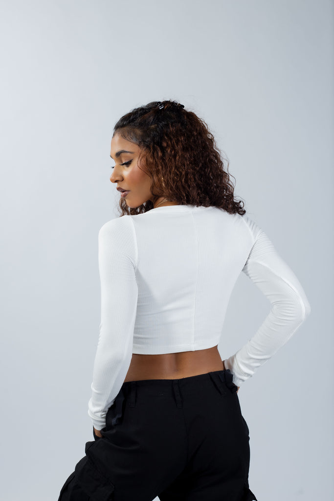 SCOOP NECK LONG SLEEVE CROP