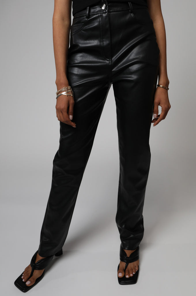 FAUX LEATHER STRAIGHT LEG PANT