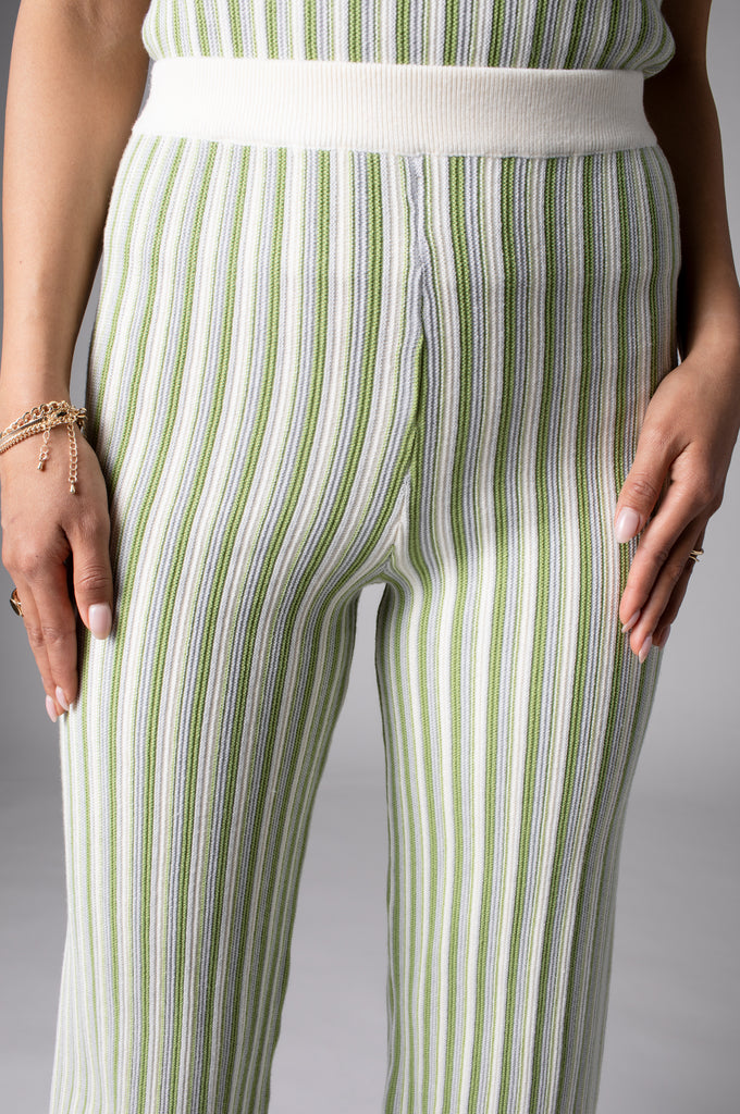 STRIPED HIGH WAIST KNIT PANT