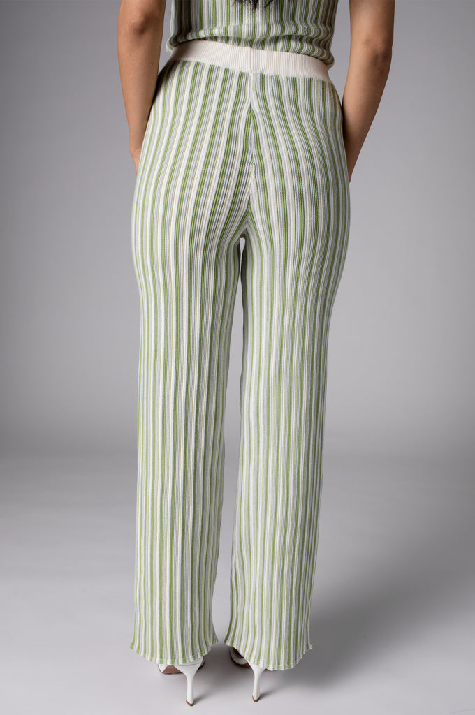 STRIPED HIGH WAIST KNIT PANT