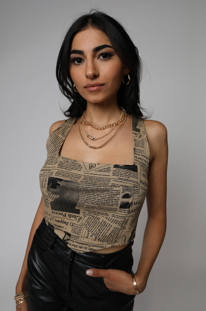 NEWSPAPER CROP TOP